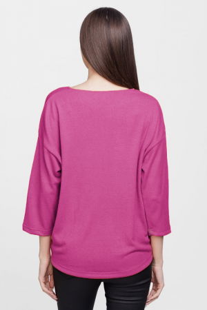 Bluza din jerseu de vascoza cu snur la baza, magenta [2]