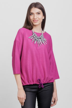 Bluze & Cămăși & Tricouri - Bluza din jerseu embosat de vascoza cu snur la baza, magenta
