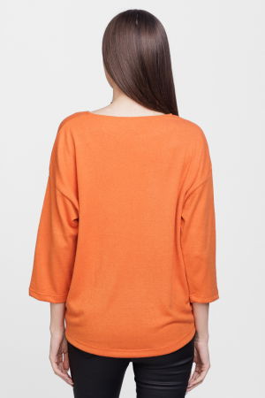 Bluza din jerseu de vascoza cu snur la baza, portocalie [2]