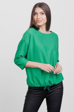 Bluza din jerseu embosat de vascoza cu snur la baza, verde [1]