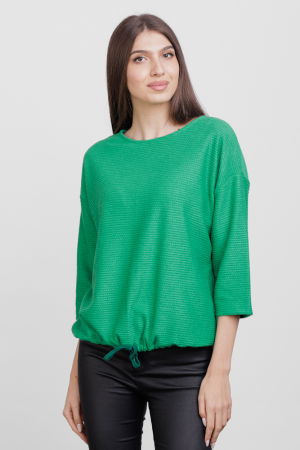 Bluze & Cămăși & Tricouri - Bluza din jerseu embosat de vascoza cu snur la baza, verde