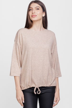 Bluze & Cămăși & Tricouri - Bluza din jerseu de vascoza cu snur la baza, bej