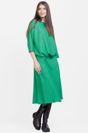 Bluza din jerseu embosat de vascoza cu snur la baza, verde [4]