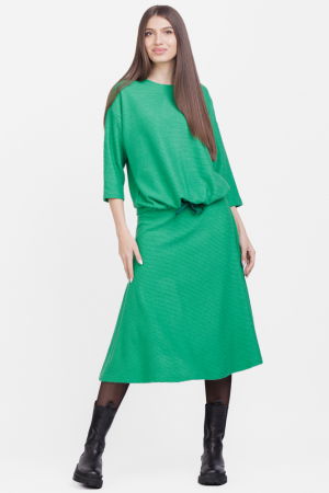 Bluza din jerseu embosat de vascoza cu snur la baza, verde [3]