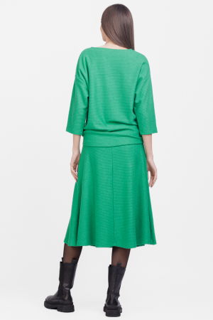 Bluza din jerseu embosat de vascoza cu snur la baza, verde [6]