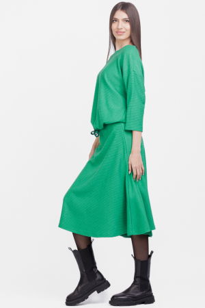 Bluza din jerseu embosat de vascoza cu snur la baza, verde [5]