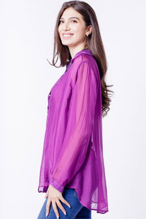 Camasa din matase si vascoza mov, cu dublura [1]