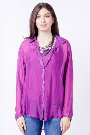 Cămăși din Vâscoză - Camasa din matase si vascoza mov, cu dublura