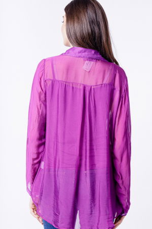 Camasa din matase si vascoza mov, cu dublura [2]