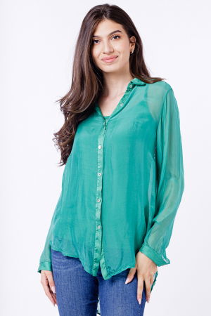Camasa din matase si vascoza verde, cu dublura [0]