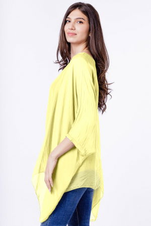 Bluza din matase si vascoza in colturi, galben pai [1]