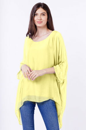 Bluze din Mătase si Vâscoză - Bluza din matase si vascoza in colturi, galben pai