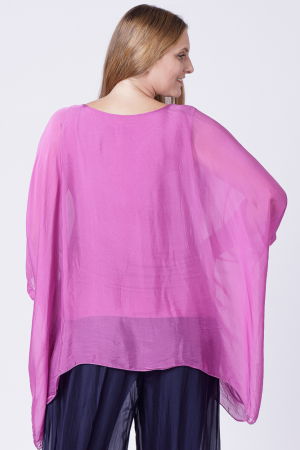 Bluza din matase si vascoza in colturi, mov zmeura [1]