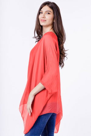 Bluza din matase si vascoza in colturi, corai [1]