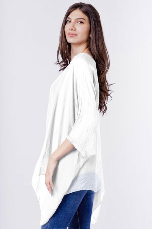 Bluza din matase si vascoza in colturi, alba [1]