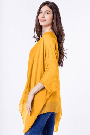 Bluza din matase si vascoza in colturi, galben turmeric [1]