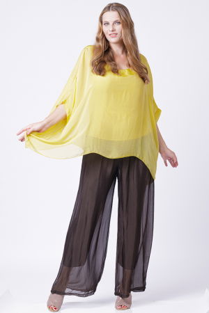 Bluza din matase si vascoza in colturi, galbena [2]
