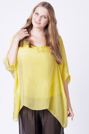 Bluze din Mătase si Vâscoză - Bluza din matase si vascoza in colturi, galbena