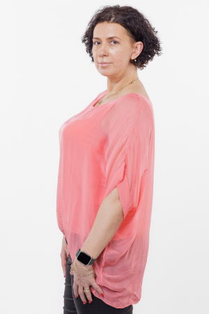 Bluza corai din matase si vascoza [1]