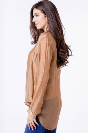 Camasa din matase si vascoza camel, cu dublura [2]