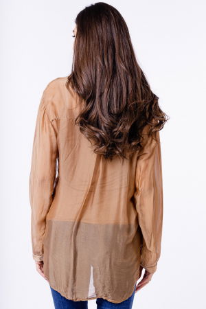 Camasa din matase si vascoza camel, cu dublura [3]