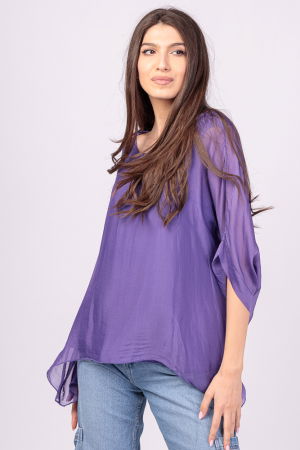 Bluza din matase si vascoza mov, cu funda pe spate [1]