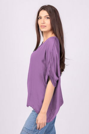 Bluza din matase si vascoza cu funda pe spate, mov deschis [1]