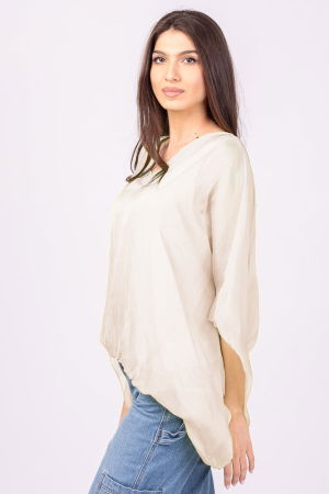Bluza din matase si vascoza bej deschis, cu decolteu in V in fata si pe spate [1]
