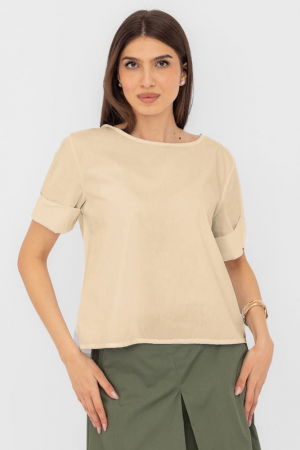 Bluze Casual - Bluza din poplin de bumbac cu nasturi pe spate