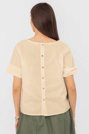 Bluza din poplin de bumbac cu nasturi pe spate [1]