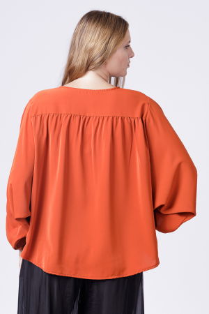 Bluza caramizie larga cu maneci fluture [3]