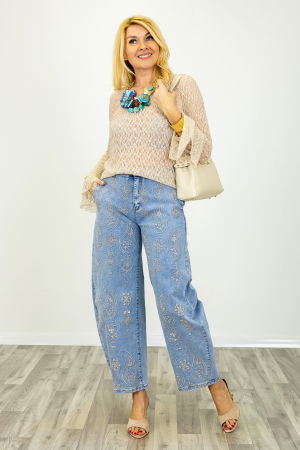 Bluza eleganta din dantela fina cu maneci evazate – bluza transparenta chic bej [1]