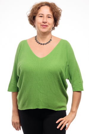 ÎMBRĂCĂMINTE - Bluza fin tricotata bob de orez, cu maneca fluture 3/4, verde