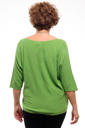 Bluza fin tricotata bob de orez, cu maneca fluture 3/4, verde [2]