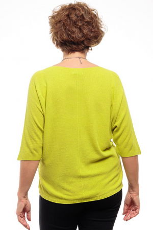 Bluza fin tricotata bob de orez, cu maneca fluture 3/4, galben lime [2]