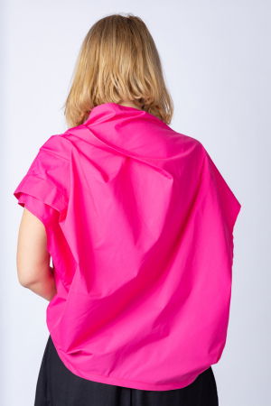 Bluza fucsia asimetrica, extravaganta, din bumbac satinat [2]