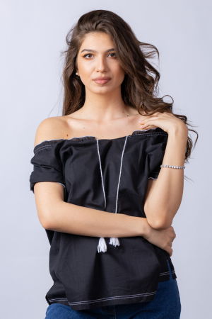 Bluza gen ie neagra din tesatura fina de bumbac [2]