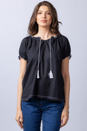 Bluza gen ie neagra din tesatura fina de bumbac [3]