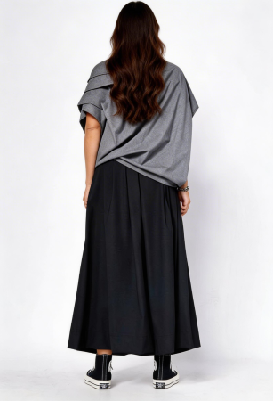 Bluza gri asimetrica statement cu volum arhitectural – Design modern [2]