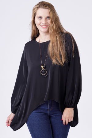 Bluze Casual - Bluza in colturi neagra, cu colier cadou