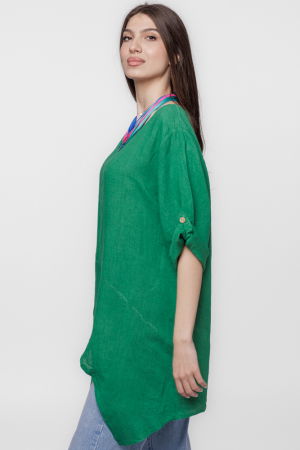 Bluza lunga tunica, in colturi, din in, verde [2]