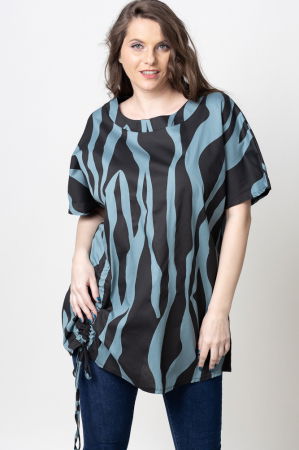 ÎMBRĂCĂMINTE - Bluza lunga pentru colanti, din bumbac, turcoaz-negru