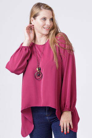 Bluza in colturi, mov zmeura, cu colier cadou [3]