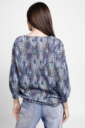 Bluza cu imprimeu multicolor si maneca bufanta [2]