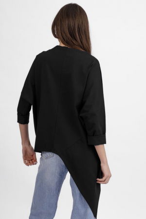 Bluza neagra din jerseu bumbac, cu un colt lateral [3]