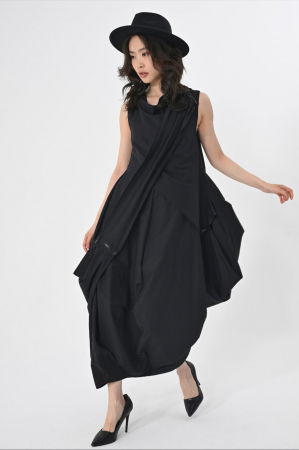 Rochii Casual - Rochie neagra gogosar cu un fald mare pe fata