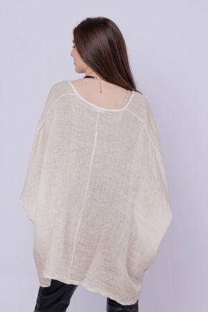 Bluza oversize petrecuta, din in, bej [2]