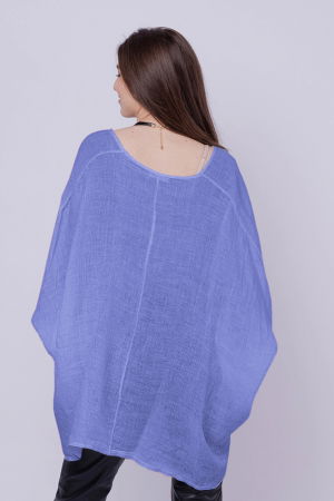 Bluza oversize petrecuta, din in, mov lavanda [2]