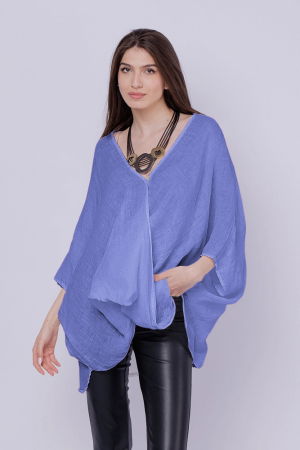 Bluze din In - Bluza oversize petrecuta, din in, mov lavanda