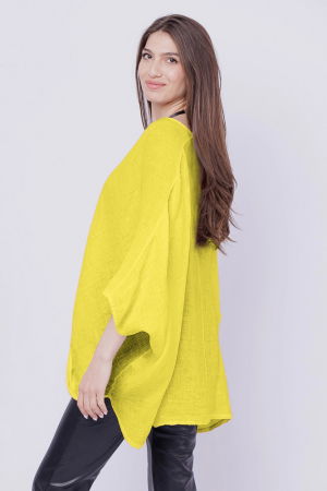 Bluza oversize petrecuta, din in, galben [1]